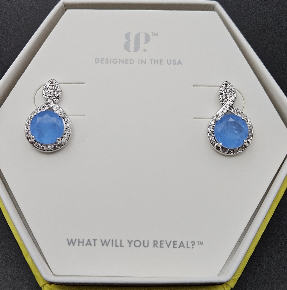 Bomb Party RBP7861 “Loving Embrace” Ocean Blue Quartz Earrings
